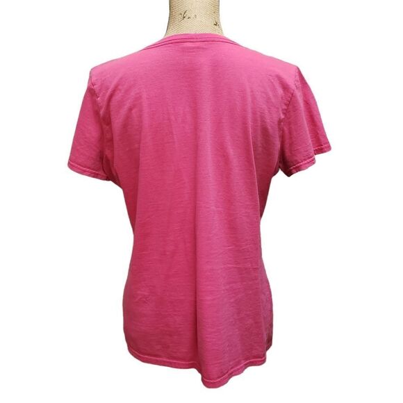 Fruit Of The Loom 100% Cotton Pink Size L V-neck Tee - Picture 2 of 7